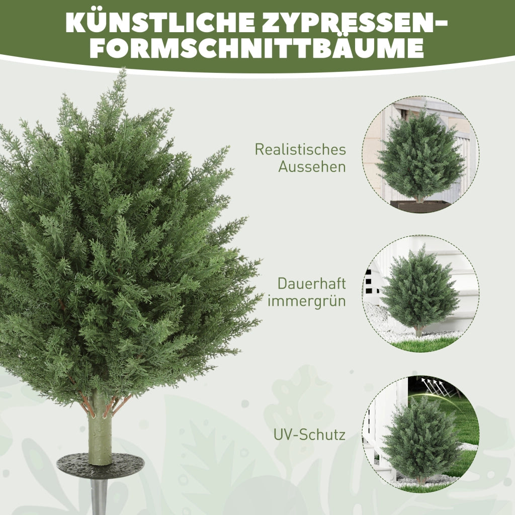 Set da 2 piante artificiali cipresso con picchetto resistente ai raggi UV Ø40 x 60H cm per casa e giardino verde