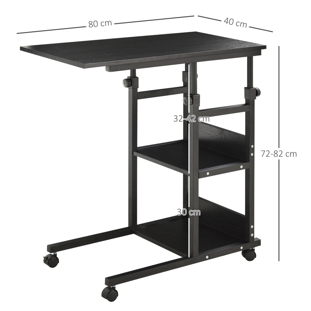 Tavolino con ruote ¨C zephmum ¨C nero 80x40x72-82 cm
