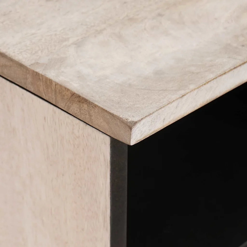 vidaXL Mobile TV Bianco 80 x 33 x 46 cm legno massello di mango