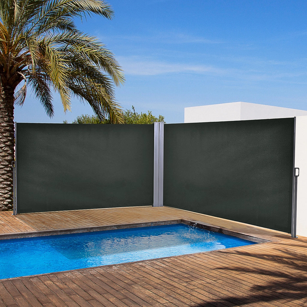 Divisore da Giardino in Poliestere e Metallo Regolabile ¨C zephmum ¨C Grigio 600x180 cm