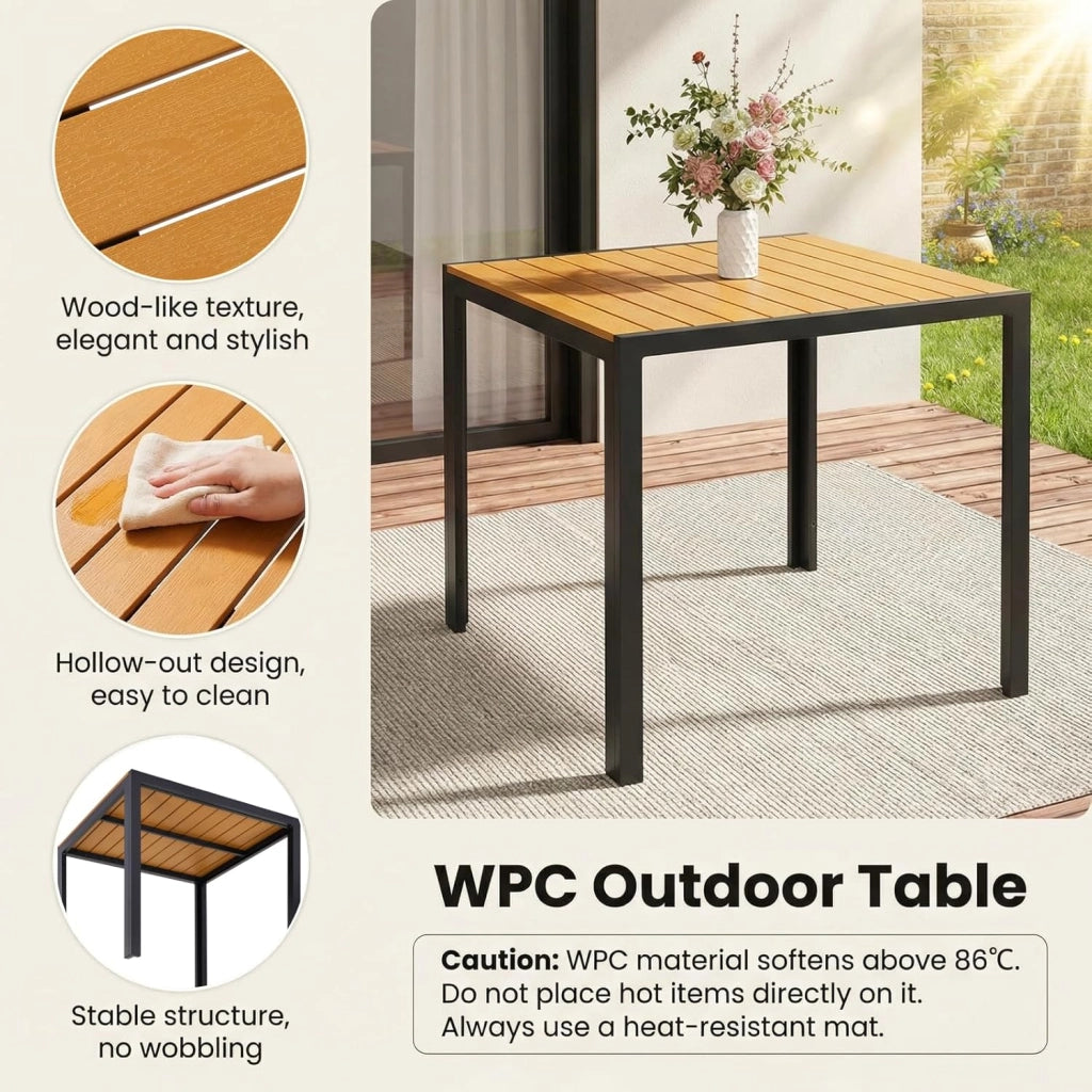 Set di mobili da giardino LIFERUN in alluminio 3 pezzi, set per balcone 2 sedie 1 tavolo, tavolo da giardino WPC + 2 sedie da giardino a schienale alto pieghevoli e resistenti alle intemperie in