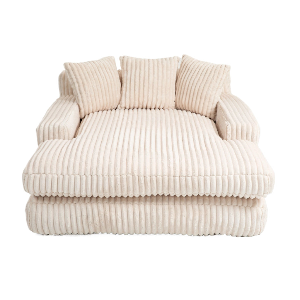 Divano Letto Singolo in Velluto a Coste ¨C MINIMAL ¨C Beige, Cuscini Morbidi
