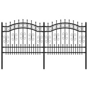 Recinzione da Giardino | Recinzione da cortile KAMPEN con Punta a Lancia Nera 240x100 cm in Acciaio
