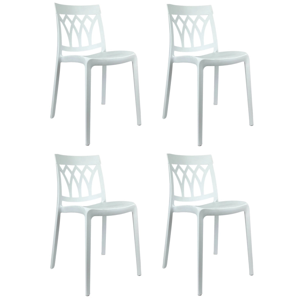 Marvin Sedia Kent Da Interno Esterno In Polipropilene e Resina Impilabile Di Design Moderne Bianco/4 Sedie