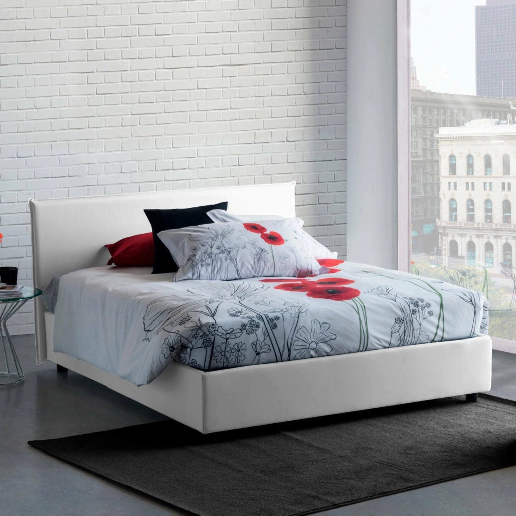 Letto Matrimoniale Ariadni, Letto Matrimoniale Materasso Incluso Made in Italy, Bianco