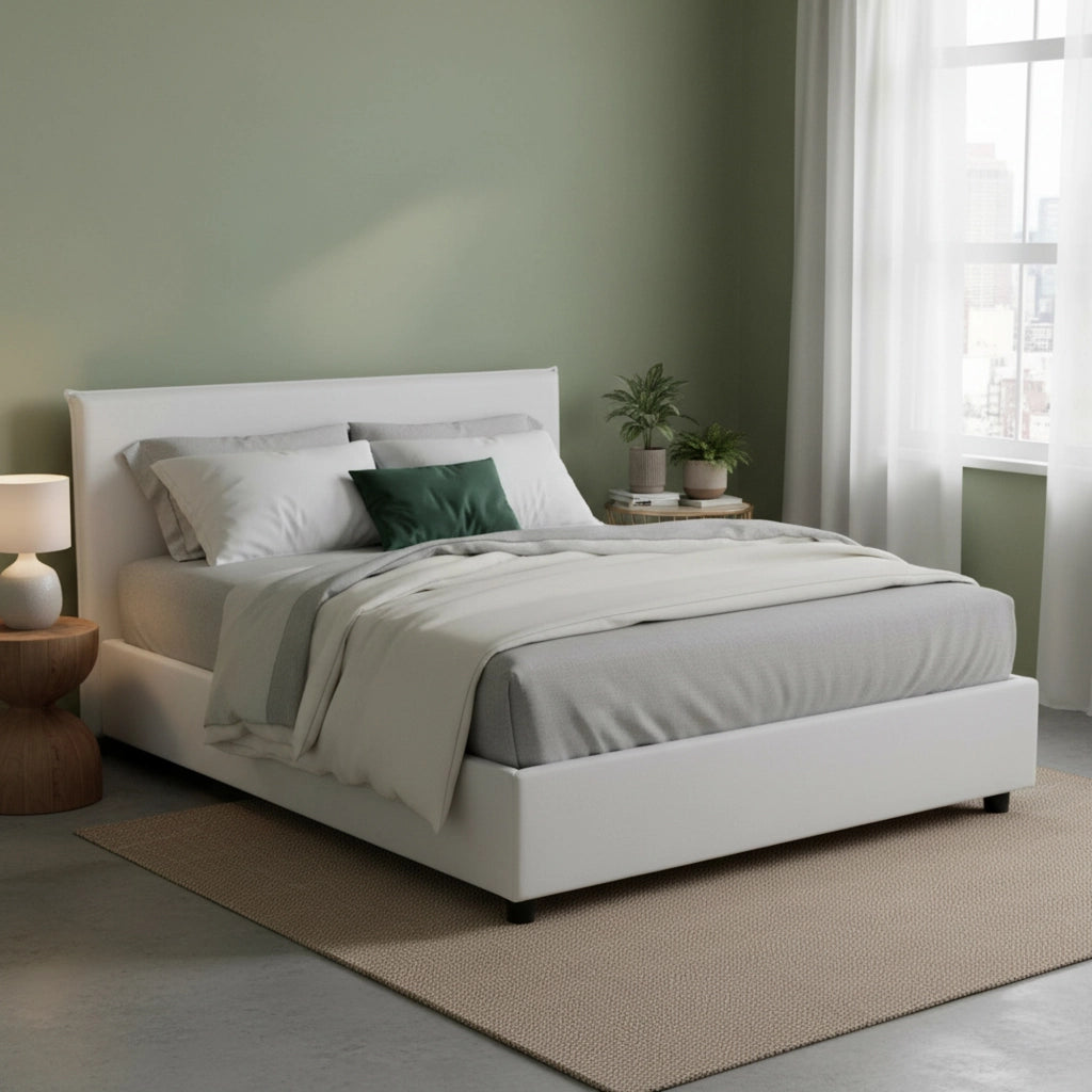 Letto Matrimoniale Ariadni, Letto Matrimoniale Materasso Incluso Made in Italy, Bianco