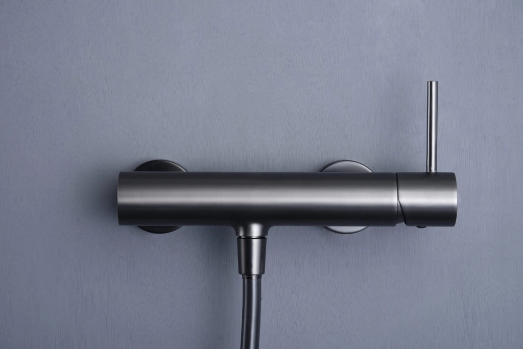 IMEX Miscelatore doccia Monza black gun metal in ottone con finitura PVD tubo flessibile PVC 180 cm supporto doccetta ABS doccetta rotonda cartuccia ceramica Ø35 mm – Modello Imex-BDM039-5BGM