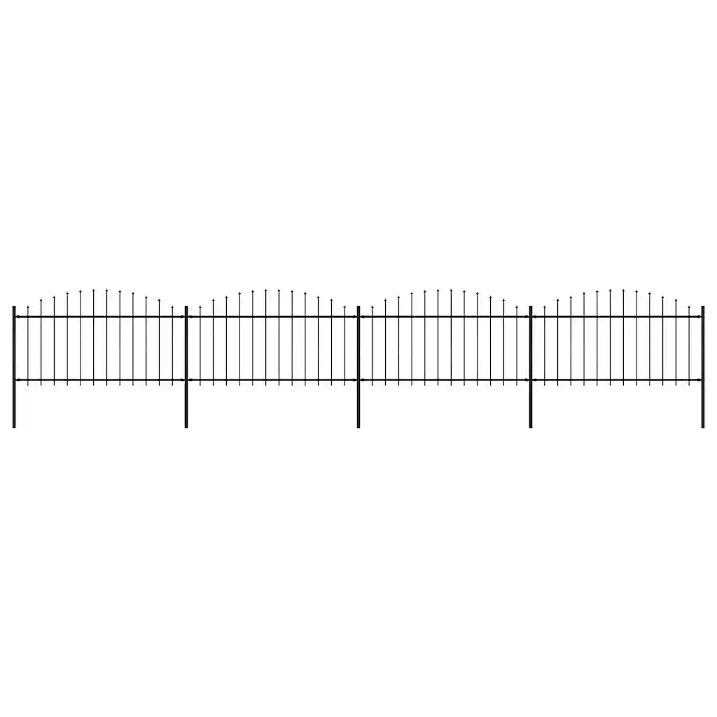Recinzione Giardino Punta a Lancia (1,25-1,5)x3,4m Acciaio Nero