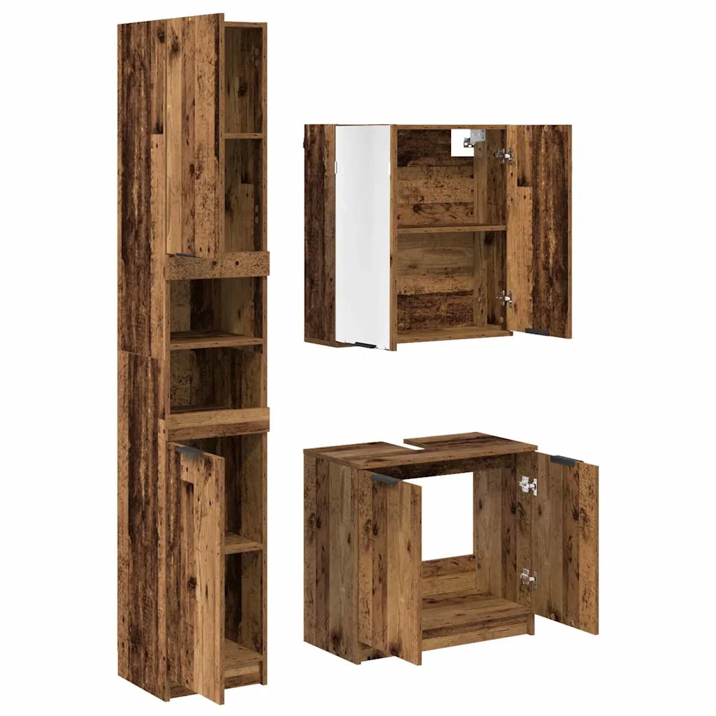 Set di Armadi da Bagno 3 pcs Legno vecchio Legno multistrato 3415656