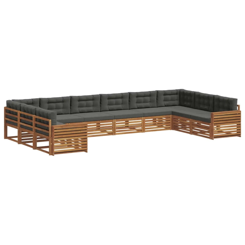 Set divani 6 pcs Naturale e Antracite Legno di Acacia Massello
