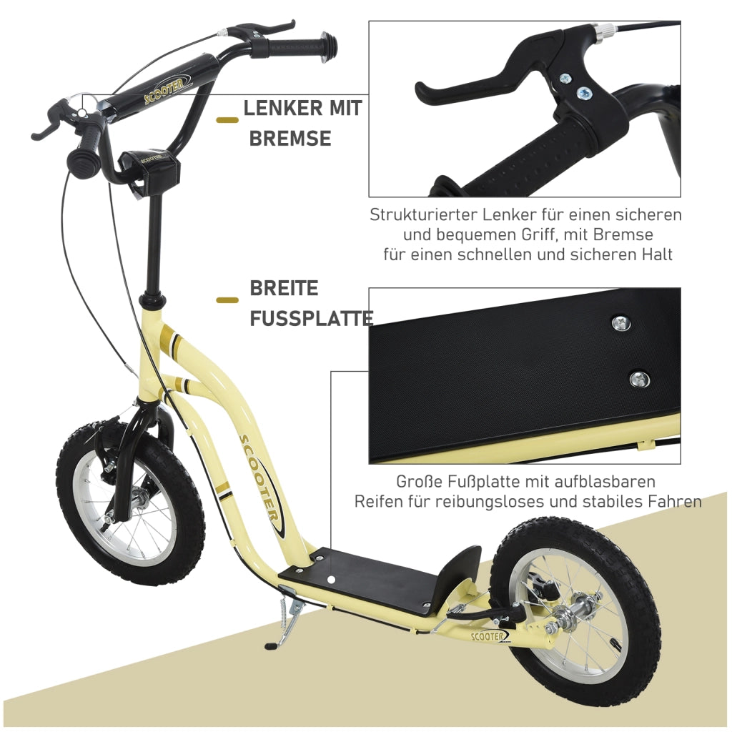 Monopattino Bambini con Manubrio Regolabile ¨C Zephmum ¨C Ruote 12'' Beige