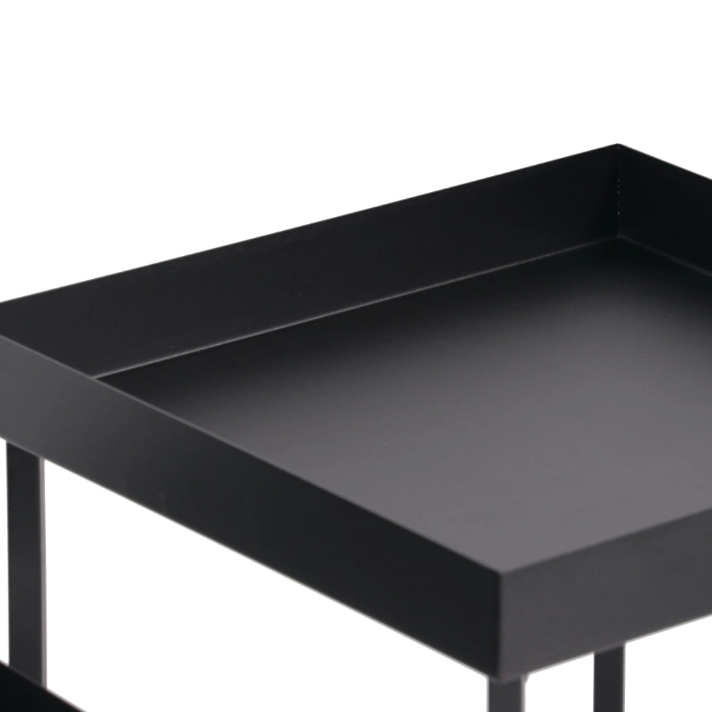 Set di 2 Tavolini 'Heinola' in Misure Diverse - Tavolini Bassi in Acciaio con Gambe a Croce e Piano con Bordi Laterali - Nero Opaco [en.casa]