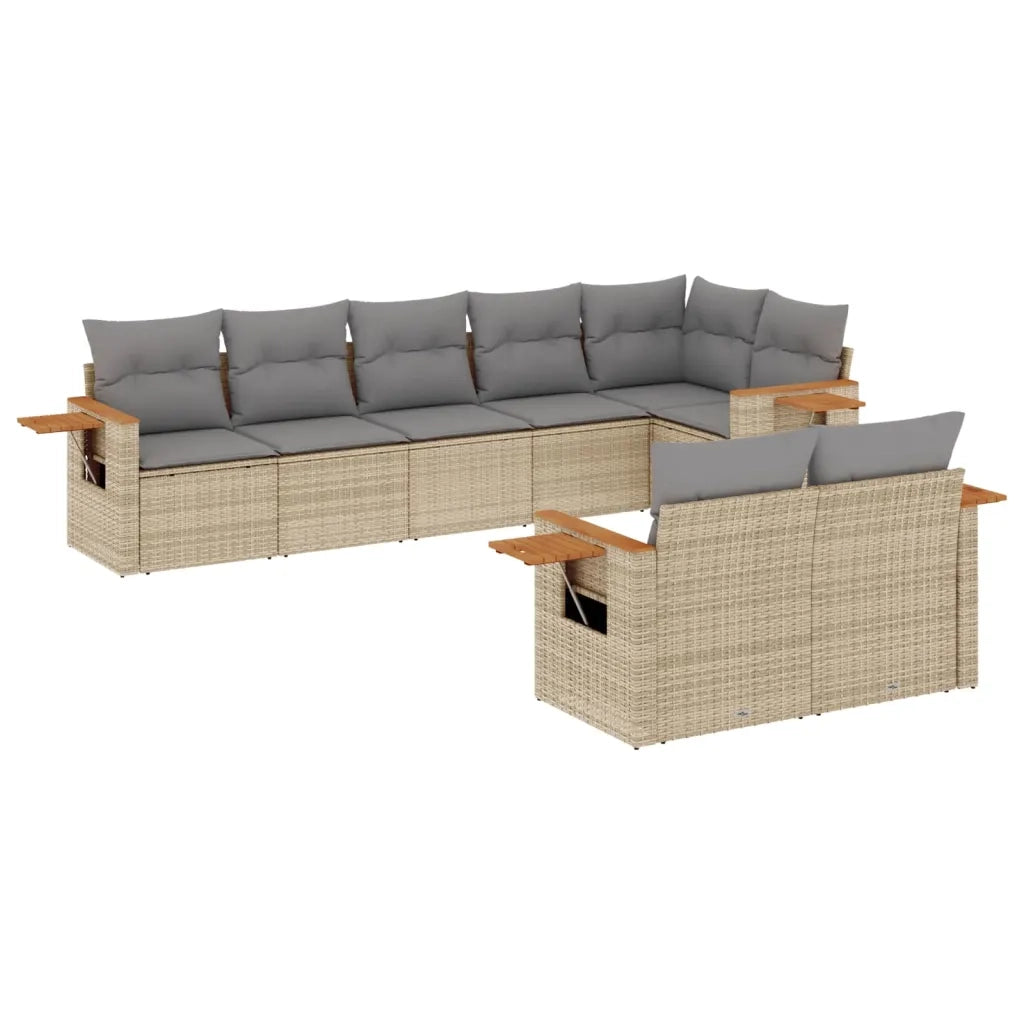 Set Divano da Giardino 8 pz con Cuscini Beige in Polyrattan 3259392