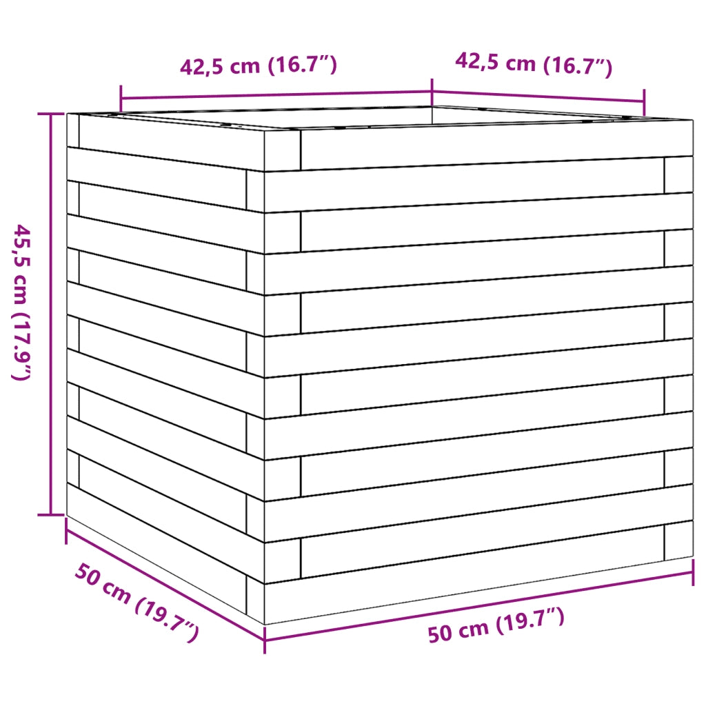 vidaXL Fioriera da Giardino 50x50x45,5 cm in Legno di Pino Impregnato