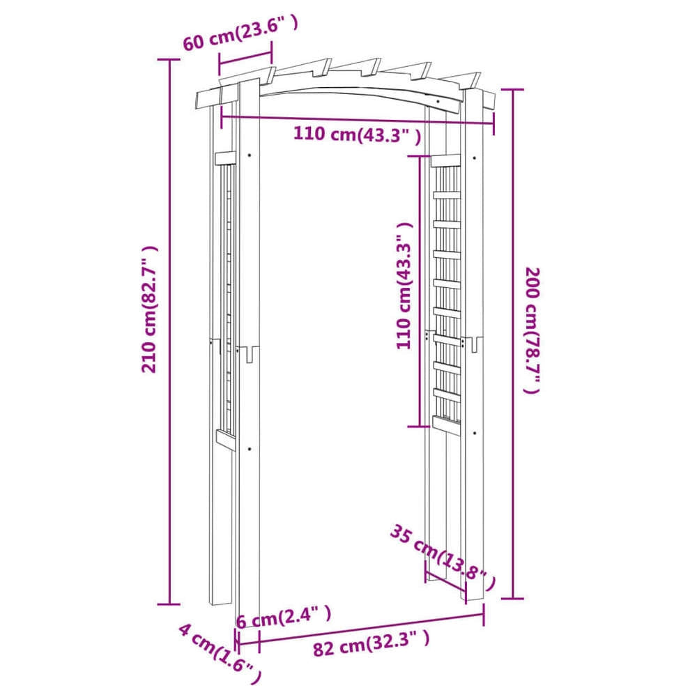 Rose Arch 110x60x210 Cm Solid Pine Wood, Impregnated
