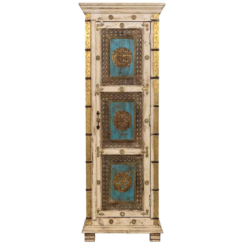 Armadio artigianale in legno bianco, 53x40x149h cm