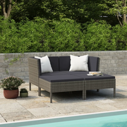 Set Divani da Giardino 4 pz con Cuscini in Polyrattan Grigio 3056968