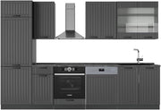 Cucina componibile Fame-Line, Grigio scuro, 300 cm senza piano di lavoro