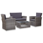 Set Divani da Giardino 4 pz con Cuscini in Polyrattan Grigio cod mxl 35278