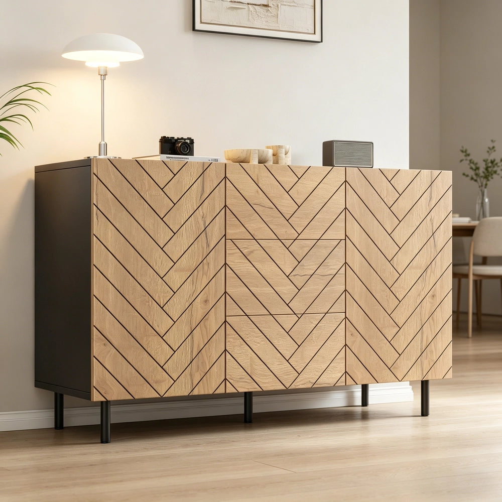 Credenza con 3 Cassetti e 2 Ante per Soggiorno ¨C MINIMAL ¨C 120x40x76 cm