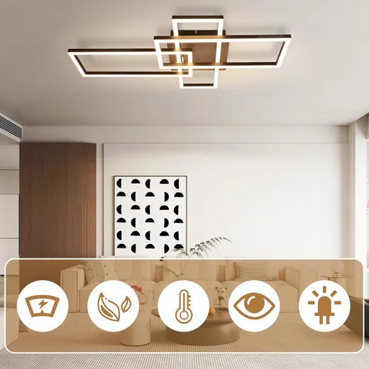 ZMH Lampada da soffitto plafoniera LED nera rettangolare 3000K retrò per soggiorno camera letto