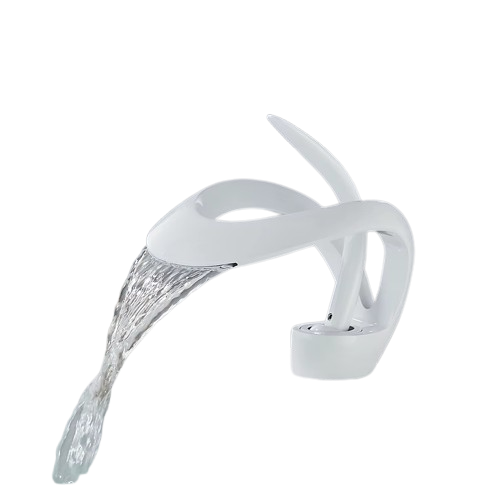 NAVIS | Rubinetto a cascata di design per bagno Rubinetto per bagno bianco | Elegante in acciaio inossidabile  per lavelli | Miscelatore  2 attacchi