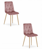 Sedia Valora TYRA in velluto rosa con gambe in legno x2