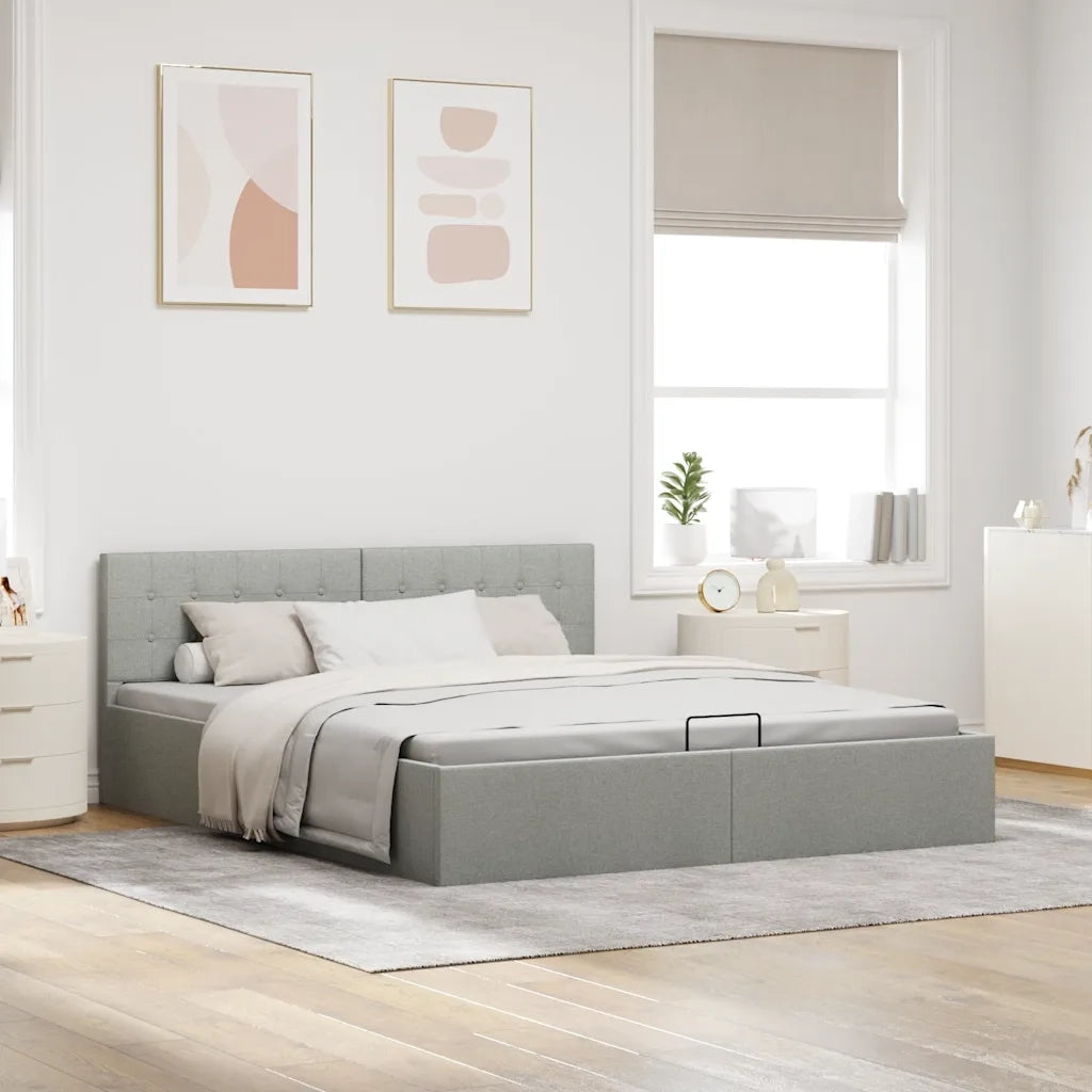 Giroletto con Contenitore  Grigio Chiaro in Tessuto 180x200 cm  cod mxl 57410