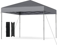 Gazebo Pop-up da Esterno 295 x 295 cm, Gazebo Pieghevole con Borsa da Trasporto, 8 Picchetti, 4 Corde Antivento, 3 Altezze Regolabili, Ideale per Feste, Barbecue, Giardino, Spiaggia (Grigio)