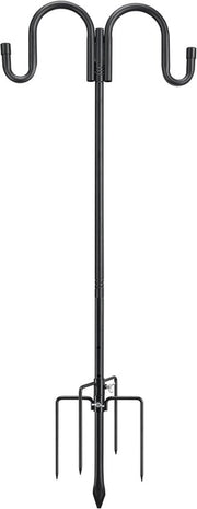 Palo di sostegno, 272 cm beccuccio regolabile con 5 punte, robusto, doppio becco in acciaio inossidabile per esterni, beccuccio per uccelli, beccuccio per colombi, beccuccio per insetti, lampade solari, lanterne, vassoio per fiori, nero
