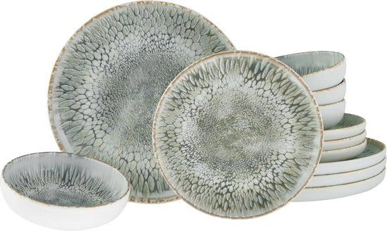 Set da tavola per 12 persone - ceramica - resistente a lavastoviglie e forno a microonde - Made in Portugal