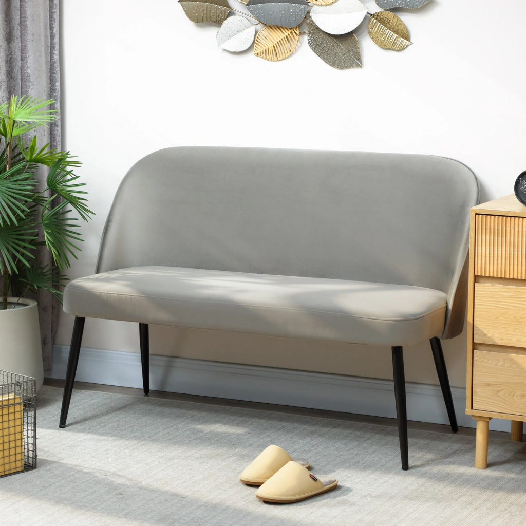 Divano 2 posti ¨C zephmum ¨C Tessuto grigio, struttura metallo e legno