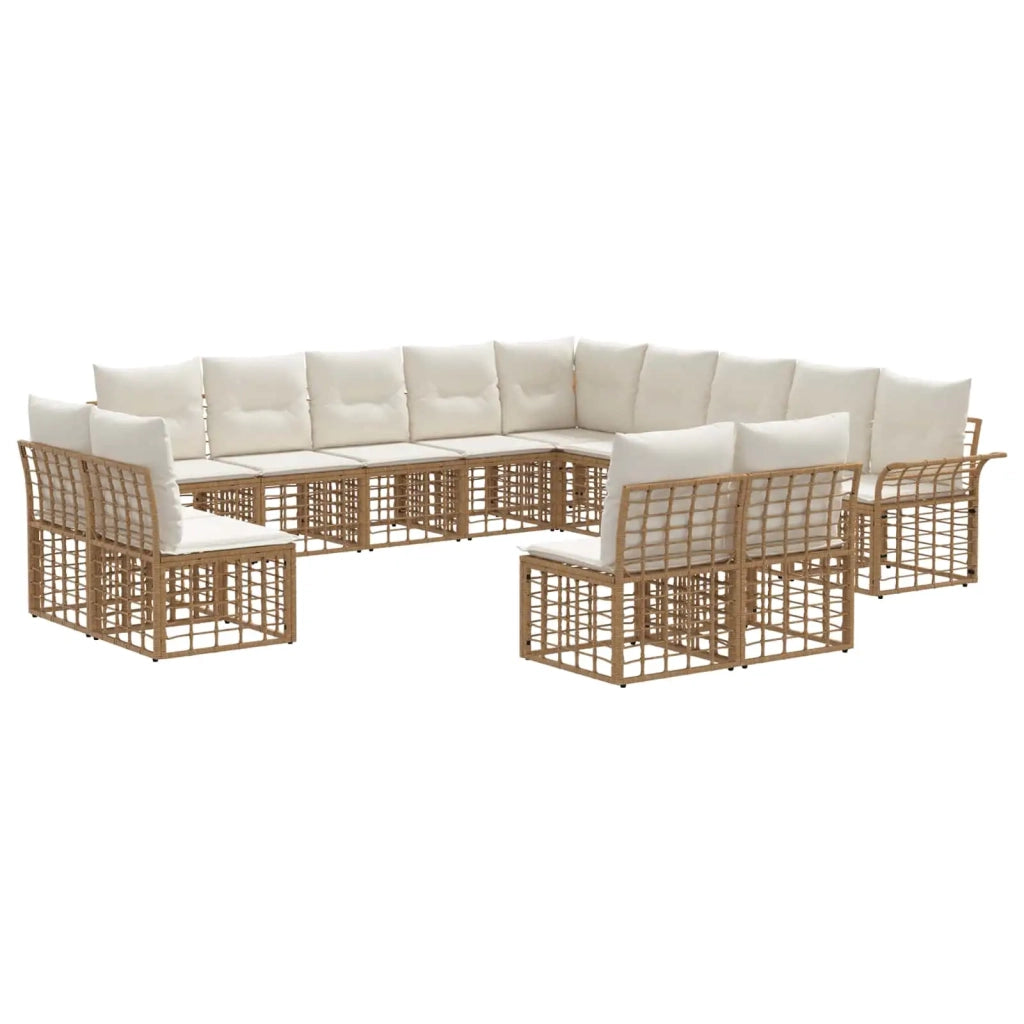 Set di divani da esterno 13 pcs Naturale e Bianco Crema 3437798