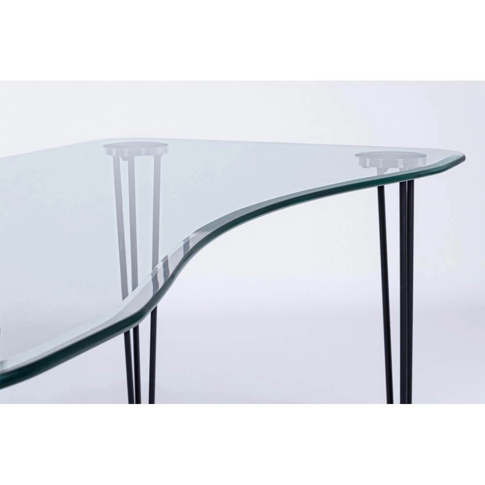 Scrivania in Vetro Temperato con Gambe in Acciaio Cromato - RADIANCE