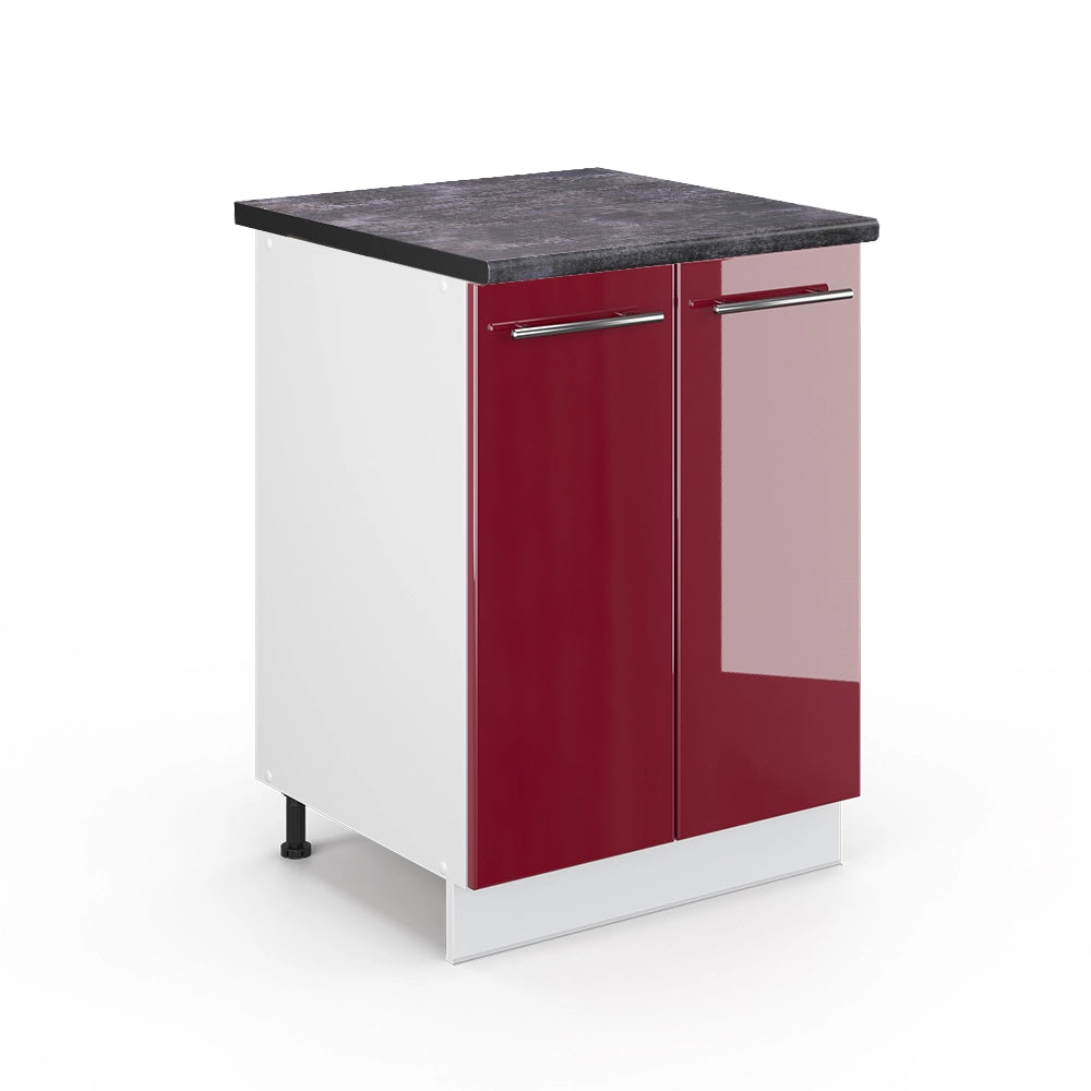 Mobiletto base cucina Fame-Line Bordeaux lucido/Bianco 60 cm, PL Antracite Vicco