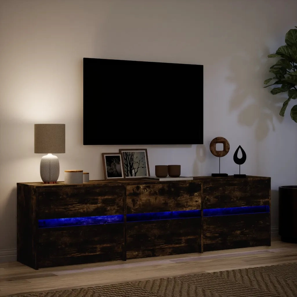 Mobile TV | Armadietto TV | Mobile Porta TV con LED Rovere Fumo 180x34x50cm in Truciolato