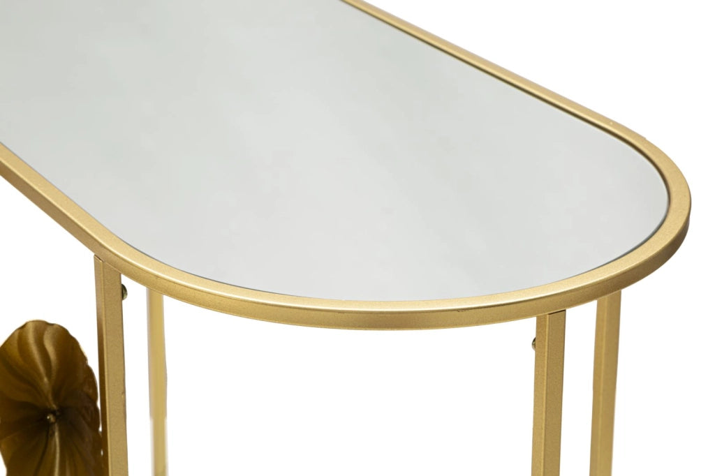 Console Fissa Flow 120x80x40 cm in Ferro e MDF Oro