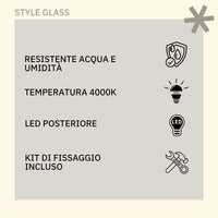 Specchio Bagno PERLA 100x70 cm, da Parete con Lampada Led Superiore, Senza Cornice Rettangolare Moderno, Luce Naturale, Design Home Decor