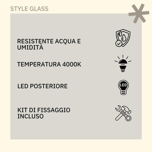 Specchio Bagno PERLA 100x70 cm, da Parete con Lampada Led Superiore, Senza Cornice Rettangolare Moderno, Luce Naturale, Design Home Decor