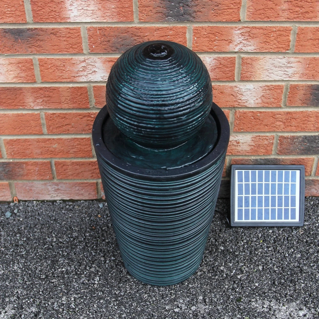 MonsterShop - Fontana Solare a Sfera da Giardino con Batteria di Supporto da 6 Ore Fontanella con Pannello Solare e Picchetto