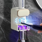 Dispensatore di dentifricio automatico, installazione a parete, dispensatore elettrico di dentifricio per bambini e adulti, impermeabile e impermeabile a polvere per la stanza da bagno (beige)