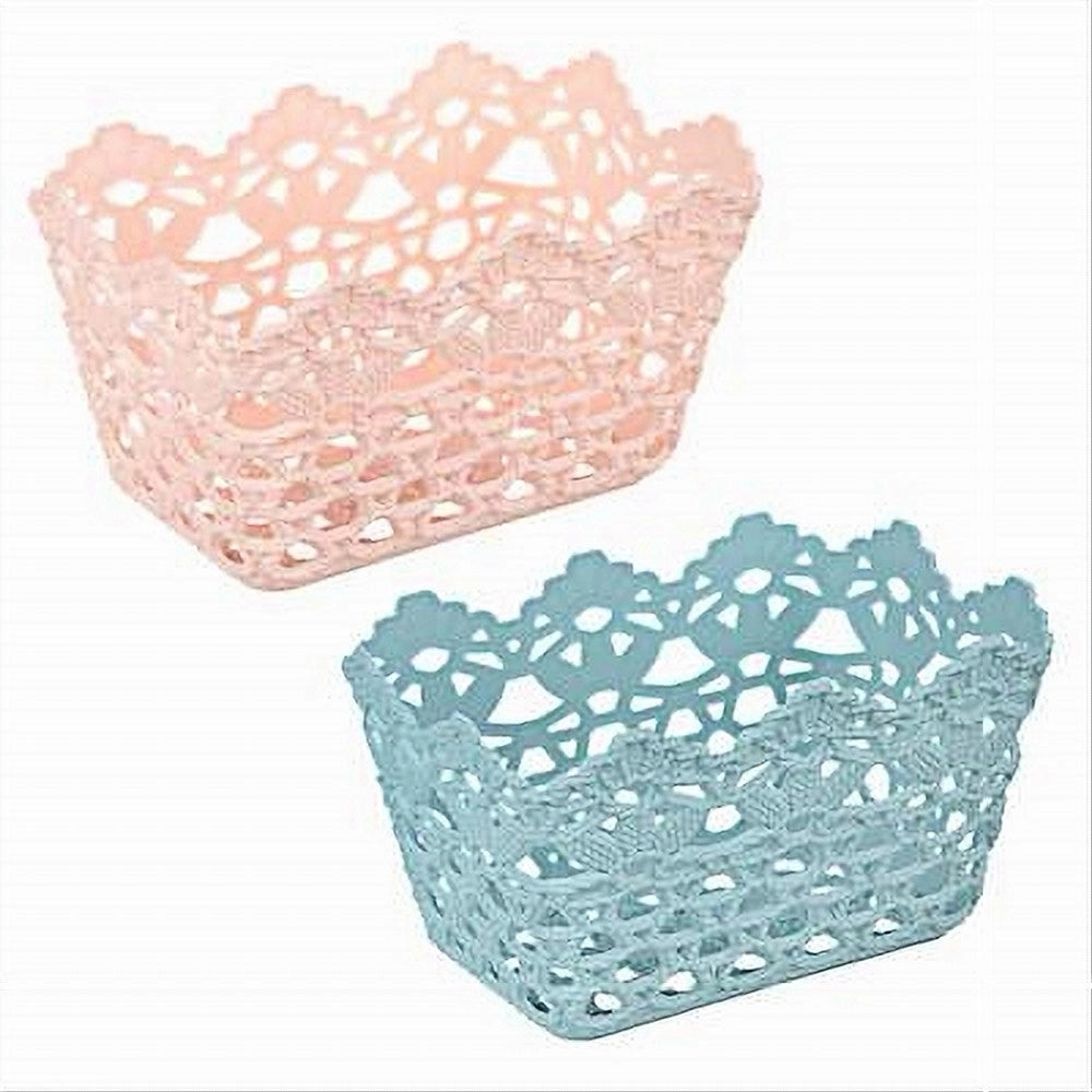 Trade Shop - 3pz Cestino Portatutto Oggetti Cesto Plastica Rettangolare 15.4x10.4x8.7cm 79470 -