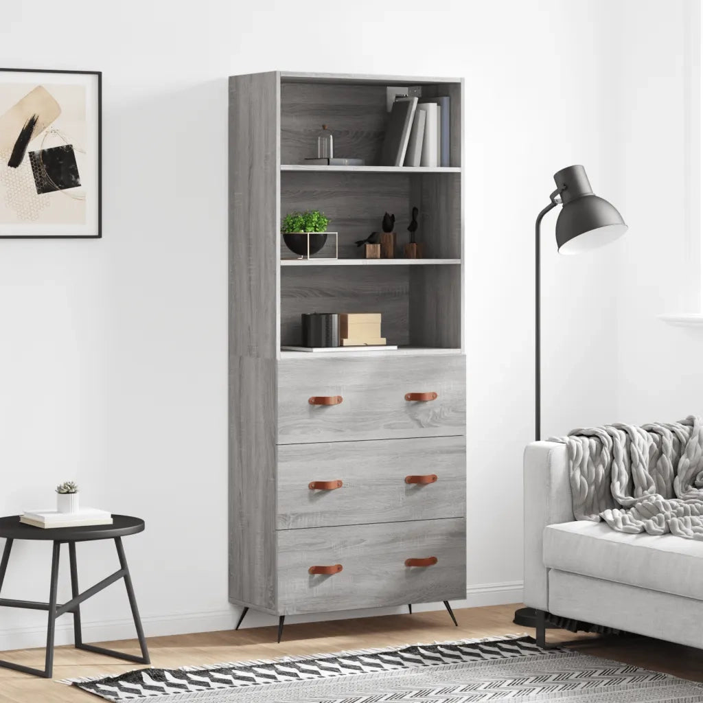 Credenza-Buffet-Armadio da cucina Grigio Sonoma 69,5x34x180 cm in Legno Multistrato 196024