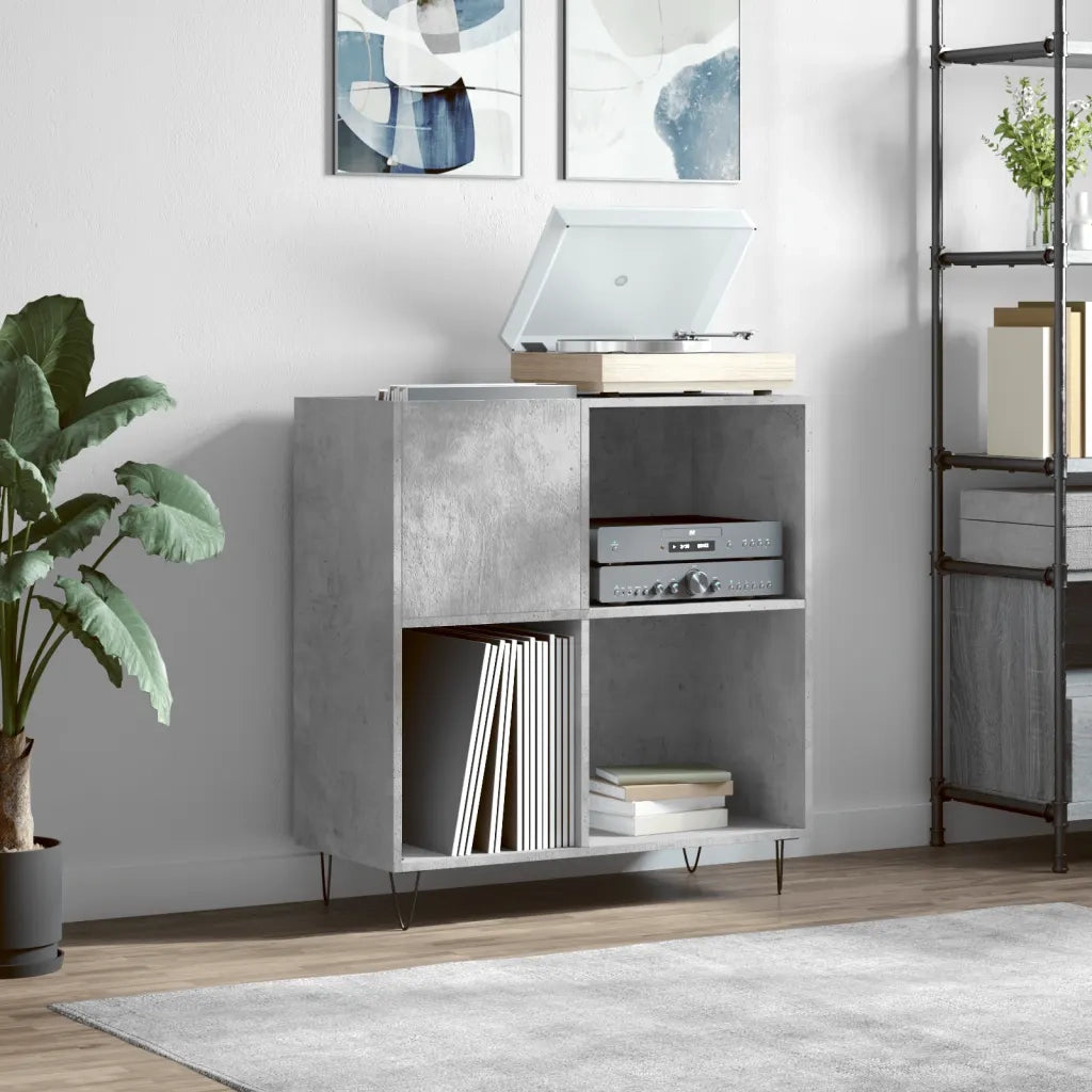 Mobile Porta Dischi Grigio Cemento 84,5x38x89 Legno Multistrato 831776