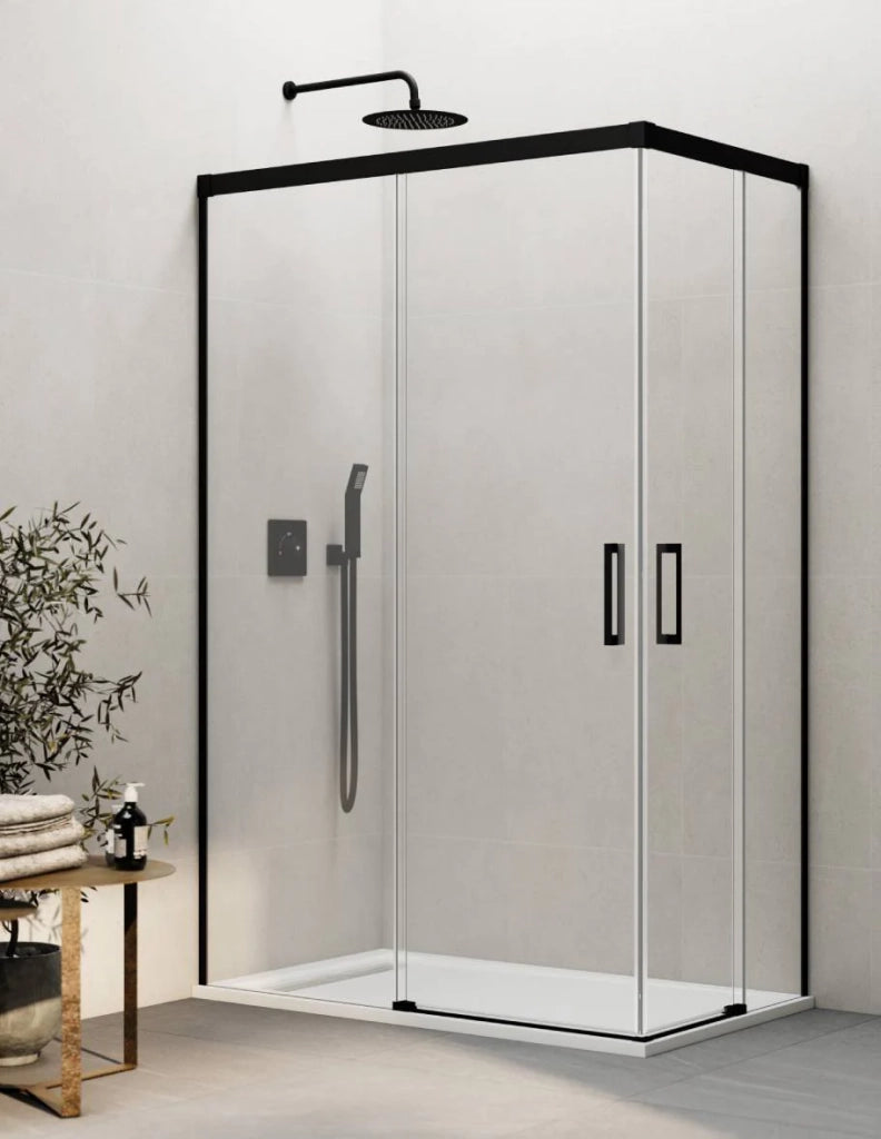 Box doccia ingresso angolare 2+2 THALASSA (BASIC) 110x80 cm Nero vetro trasparente