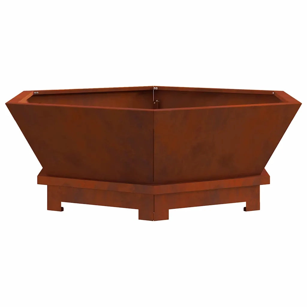 Focolare-Stufa-Camino Marrone 75 x 75 x 28 cm acciaio corten