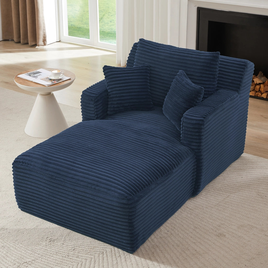 Chaise longue relax convertibile - funzione letto e design salvaspazio - in corduroy - blu