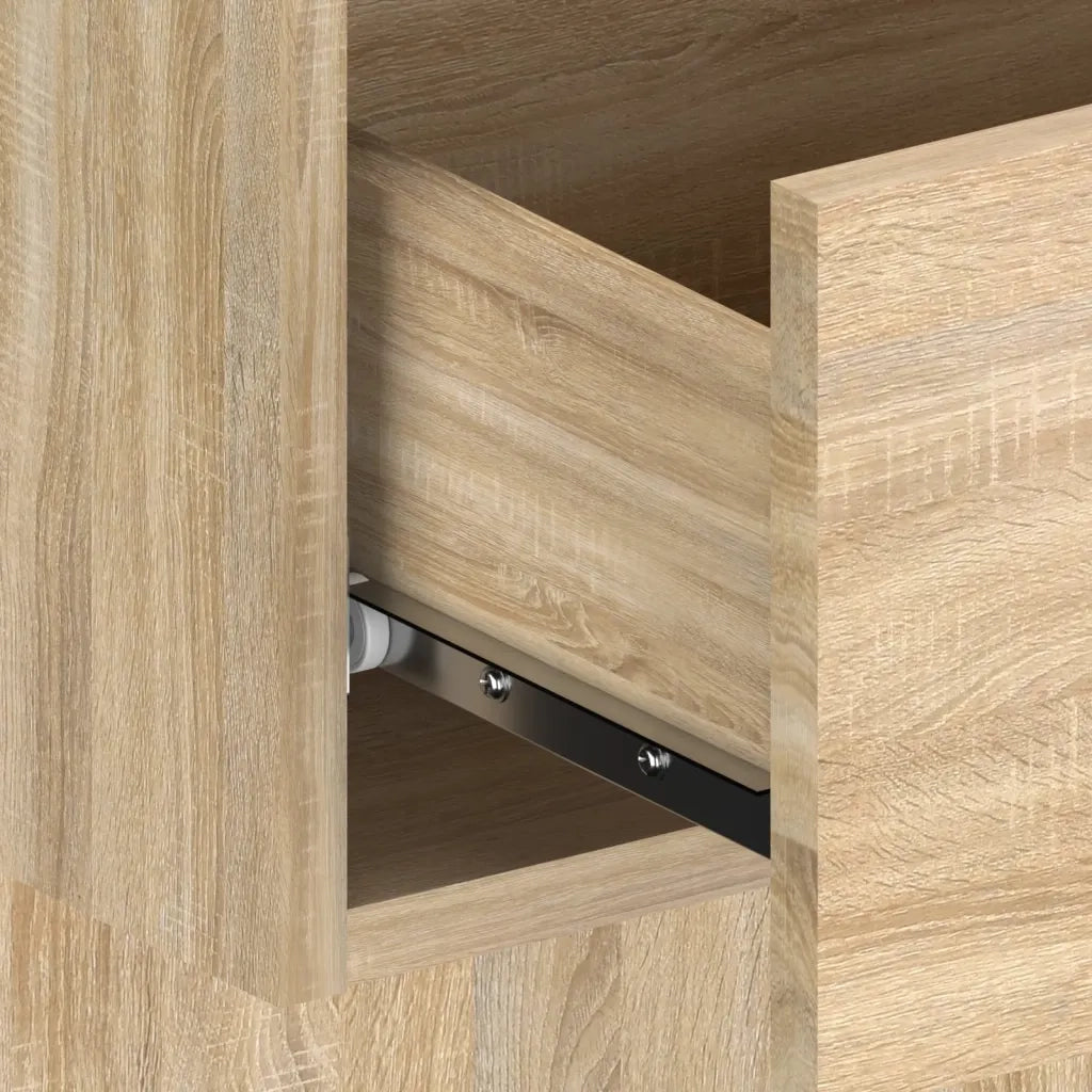 Set di 2 Comodini | Armadio da Notte | Mobiletto da notte a Muro Rovere Sonoma