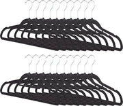 Set di appesiabiti da 20 - sottile - rivestimento in velluto - antiscivolo - gancio rotativo 360° - HxB 225 x 41 cm - nero