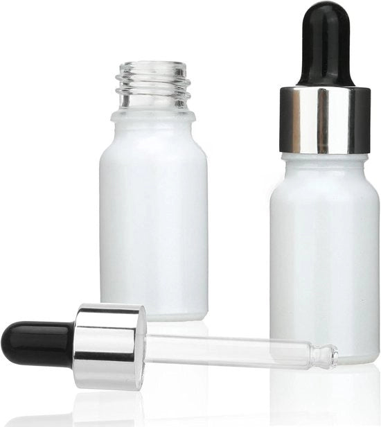 Set di 30 Stuks Fiale di Olio per Occhi in Vetro di 10ml, Contenitore a Doppio Strato, Fles Parelwit